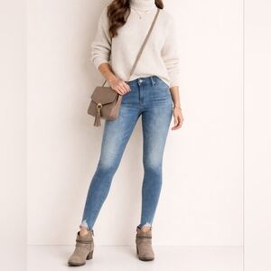 Maurices XL-R Shredded Hem Skinny Jeans Medium Wash Stretch Denim